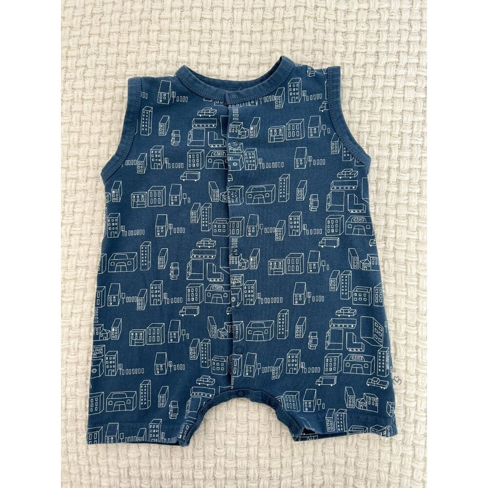 OrganicEra Organic Cotton Blue Buildings Romper